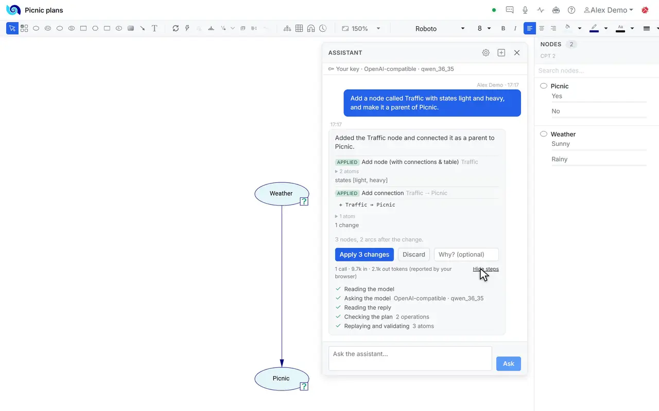 A frame of the video guide "The AI assistant", recorded in BayesTeam.